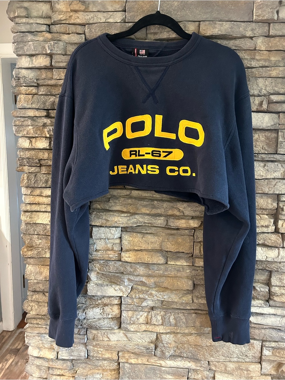 Vintage Y2K Polo Jeans Fleece Cropped Sweatshirt Women’s Medium